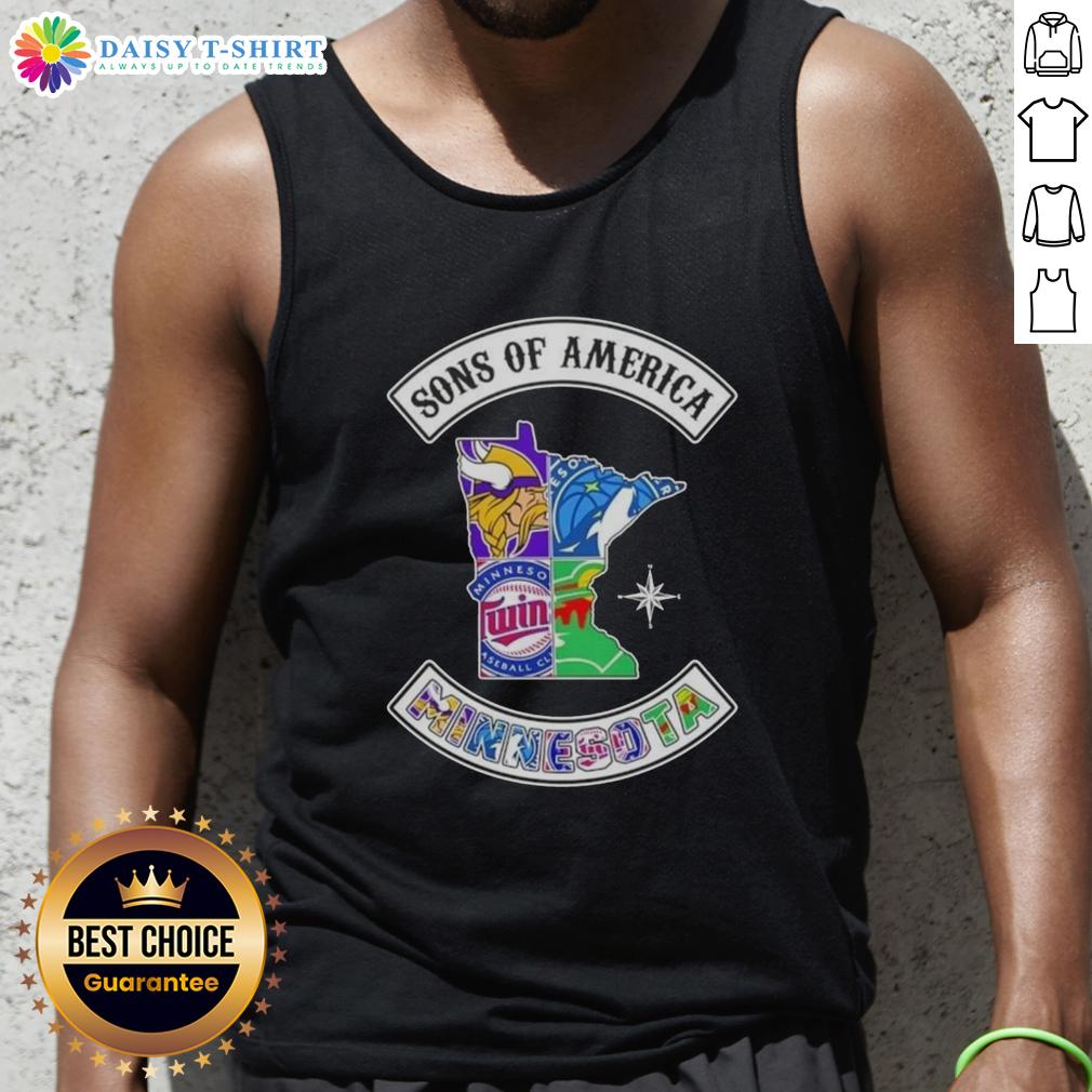 Pretty Son of America Minnesota Map Sports Logos Combine Tank Top showcasing vibrant state and team logos.