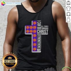 Alt Text: Clemson Tigers women's basketball tank top with 'I Can Do All Things Through Christ Who Strengthens Me' slogan.