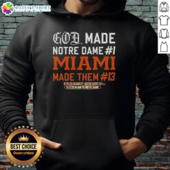 Top God Made Notre Dame 1 Miami Made Them 13 hoodie featuring stylish design and vibrant colors for fans.