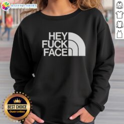 Top Hey Fuck Face Sweatshirt in black with bold graphic design, perfect for casual outfits and streetwear style.