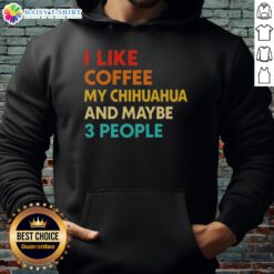 Cozy hoodie featuring 'I Like Coffee, My Chihuahua, and Maybe 3 People' quote, perfect for dog lovers and coffee enthusiasts.