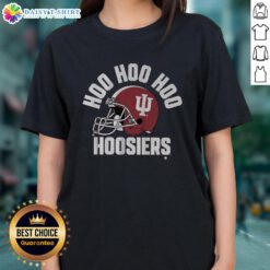 Alt Text: Top Indiana Football Hoo Hoo Hoo Hoosiers ladies tee featuring a stylish design for female fans.