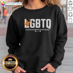 Top LGBTQ sweatshirt featuring a vibrant design, perfect for showcasing legs, glutes, biceps, triceps, and quads.
