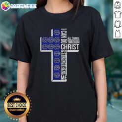 Top Notre Dame Fighting Irish women's basketball tee with 'I Can Do All Things Through Christ' slogan for fans.