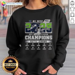 Alt Text: Seattle Seahawks NFC West Champions 2025-2026 sweatshirt featuring helmet logo, perfect for fans and collectors.