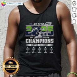 Top Seattle Seahawks NFC West Champions 2025-2026 Seed 1 helmet logo tank top design for fans.