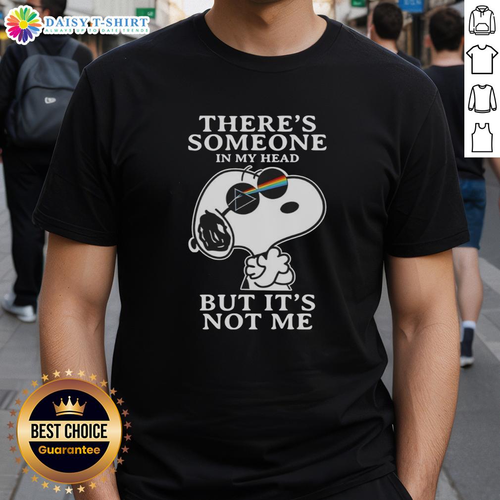 Alt Text: Top Snoopy Pink Floyd 'There's Someone In My Head But It's Not Me' T-Shirt featuring graphic design and vibrant colors.