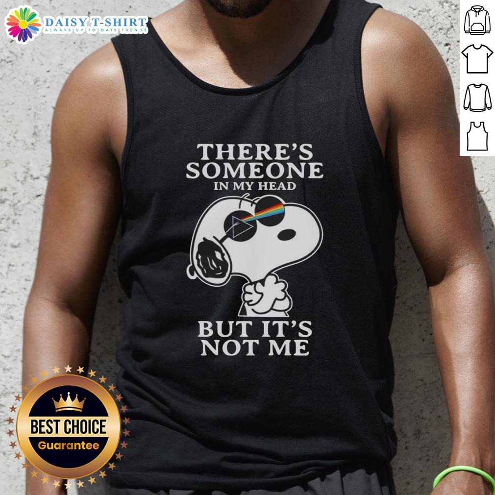 Top Snoopy Pink Floyd 'There's Someone in My Head But It's Not Me' tank top featuring a colorful graphic design.