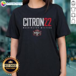 Alt Text: Top Sonia Citron 22 Washington Mystics Elite Ladies Tee showcasing team spirit and stylish design for fans.