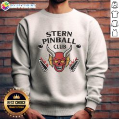 Awesome Stern Pinball Club Hellfire Club Sweatshirt featuring bold graphics and a cozy design for pinball enthusiasts.