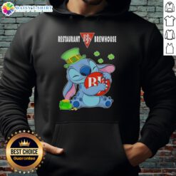 Alt Text: Cute Stitch Hug design on a hoodie celebrating St. Patrick's Day at BJ's Brewhouse, perfect for festive dining.
