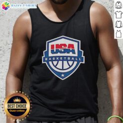 Good USA Basketball Shield Logo Tank Top featuring a bold design perfect for sports enthusiasts and casual wear.