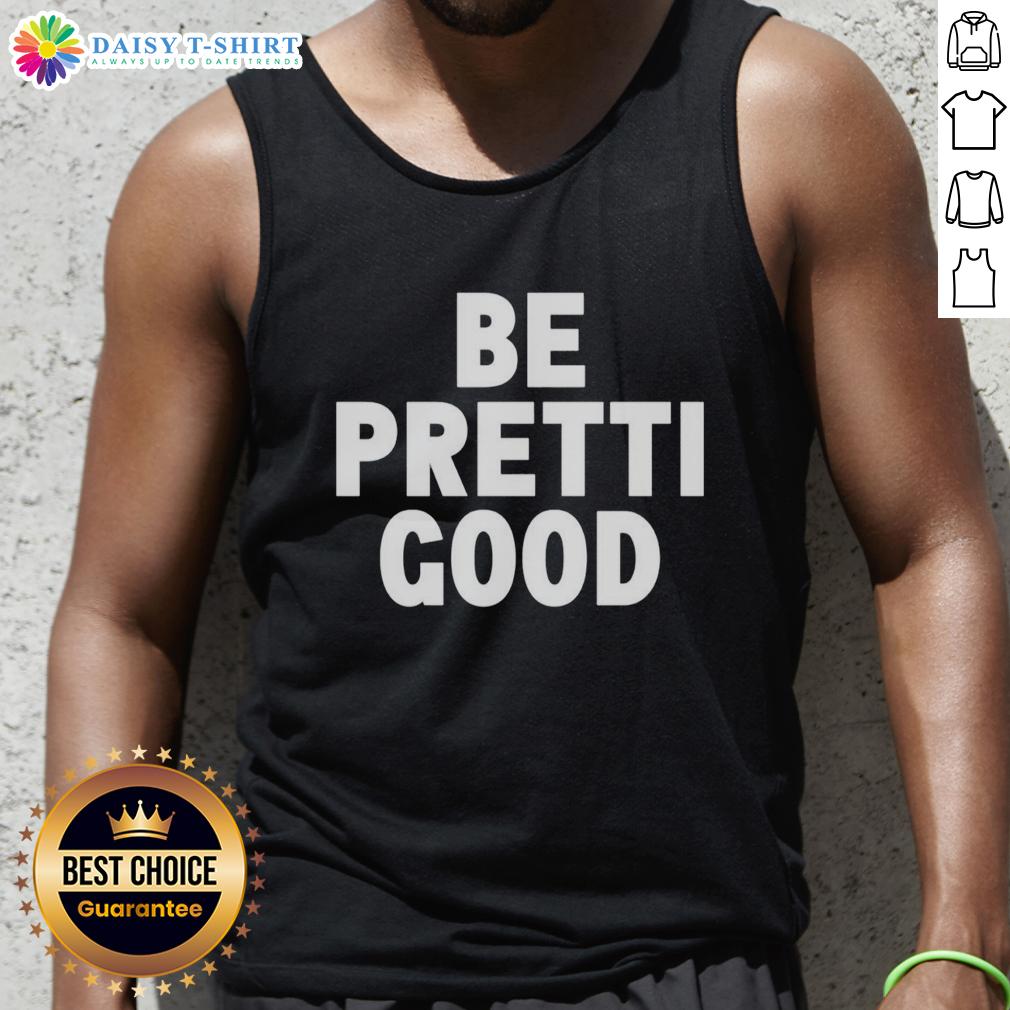 Model wearing a Hot Be Pretti Good Letter Tank Top in casual setting, showcasing stylish and trendy graphic design.