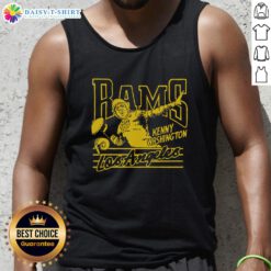 Alt Text: Kenny Washington wearing a stylish Hot Los Angeles Rams tank top, showcasing team pride and vintage football fashion.