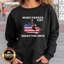 Hot Make Canada 51st Great sweatshirt featuring American flag design, perfect for patriotic celebrations.