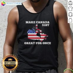 Hot Make Canada 51st Great tank top featuring an American flag design, perfect for patriotic summer wear.