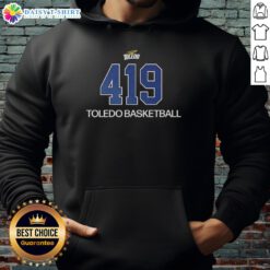 Toledo Rockets 419 basketball hoodie featuring team colors and logo, perfect for fans and game day apparel.