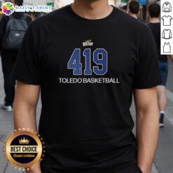 Alt Text: Nice Toledo Rockets 419 Toledo Basketball T-Shirt featuring bold team logo and vibrant colors for fans.