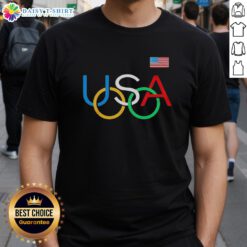 Nice USA Rings Olympic Logo T-Shirt featuring vibrant colors and bold design, perfect for sports fans and Olympic enthusiasts.