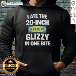 Dog wearing 'I Ate The 20-Inch Ikea Glizzy In One Bite' hoodie, showcasing a fun and quirky pet fashion statement.
