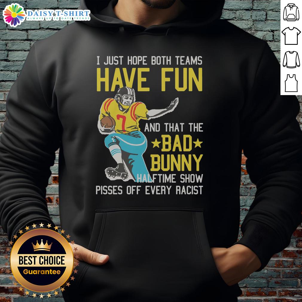 Bad Bunny halftime show poster with vibrant colors, promoting fun and unity while challenging racism during the event.