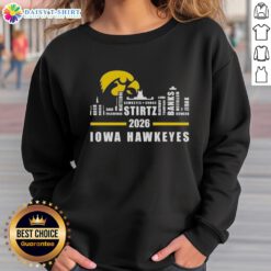 Premium 2026 Iowa Hawkeyes sweatshirt featuring all names and a city skyline design for fans and alumni.
