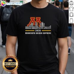 Premium 2026 Minnesota Golden Gophers city skyline T-shirt featuring all names design, perfect for fans and collectors.