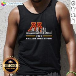 Premium 2026 Minnesota Golden Gophers tank top featuring city skyline design and all team names for stylish fans.