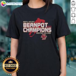Boston College Eagles Men's Hockey 2026 Beanpot Champions locker room ladies tee showcasing team pride and victory.