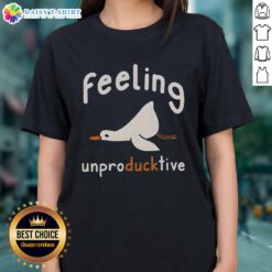 Top Feeling Unproductive Duck Ladies Tee featuring a humorous duck graphic, perfect for casual and fun outfits.