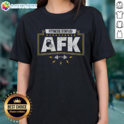 Funny ladies tee featuring 'Top Fitness Status' gym humor, perfect for workouts and casual wear.