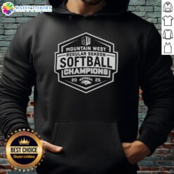 2025 Mountain West Regular Season Champions hoodie featuring Nevada Wolf Pack Softball logo in vibrant colors.