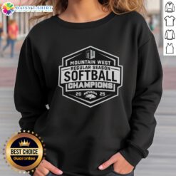 Top Nevada Wolf Pack Softball 2025 Mountain West Champions sweatshirt featuring team logo and championship details.