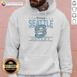 Top Seattle Torrent Hockey vintage feel hoodie in navy, featuring classic logo and cozy design for fans and enthusiasts.