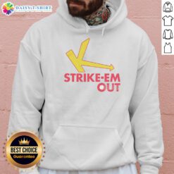 Stylish Top Strike Em Out Hoodie in black, featuring a bold graphic design for casual streetwear enthusiasts.