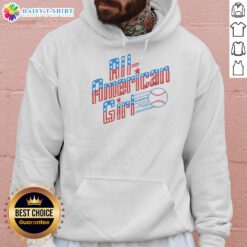Awesome All American Girl Hoodie in vibrant red with stylish graphics, perfect for casual wear and showcasing patriotism.
