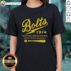Awesome Bolts 1914 Easter Association Minor League Baseball ladies tee featuring retro design and vibrant colors.
