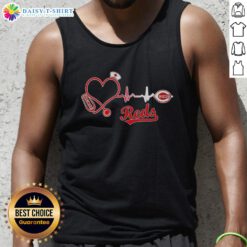 Awesome Cincinnati Reds nurse lover heartbeat baseball tank top for passionate fans and healthcare professionals.