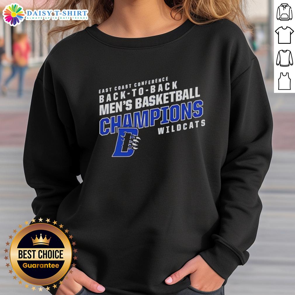 Alt Text: Awesome Daemen Wildcats East Coast Conference Basketball sweatshirt celebrating back-to-back championships.