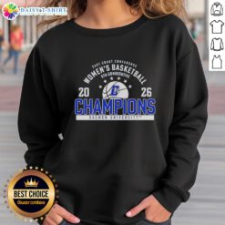 Awesome Daemen Wildcats East Coast Conference women's basketball sweatshirt in blue featuring team logo and sporty design.