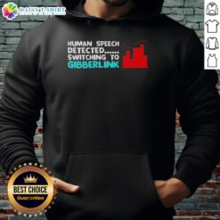 Person wearing Awesome Human Speech Detected hoodie, showcasing unique design with vibrant colors and modern style.