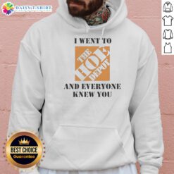 Awesome I Went To The Hoe Depot And Everyone Knew You Meme Hoodie displayed on a hanger, showcasing unique design.