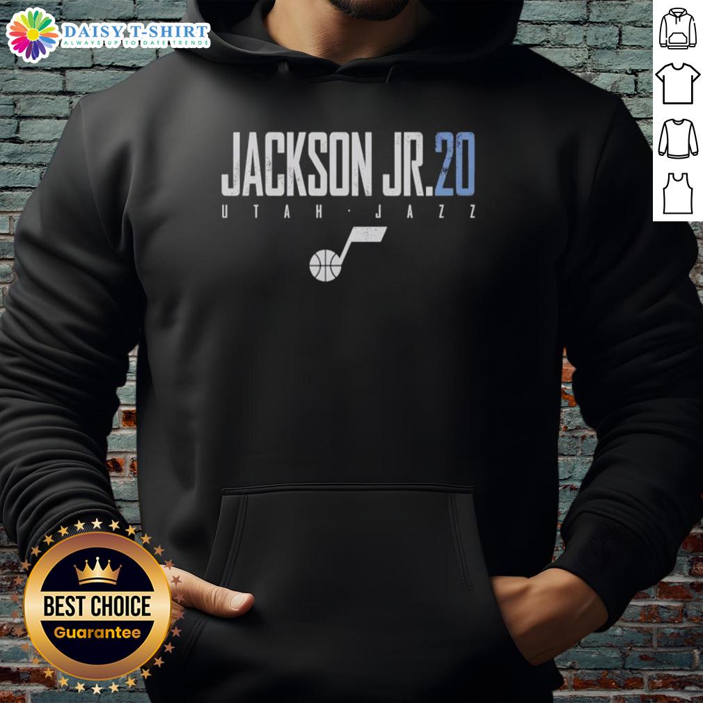 Jaren Jackson Jr. wearing an elite Utah Jazz hoodie, showcasing stylish sports apparel for basketball fans.