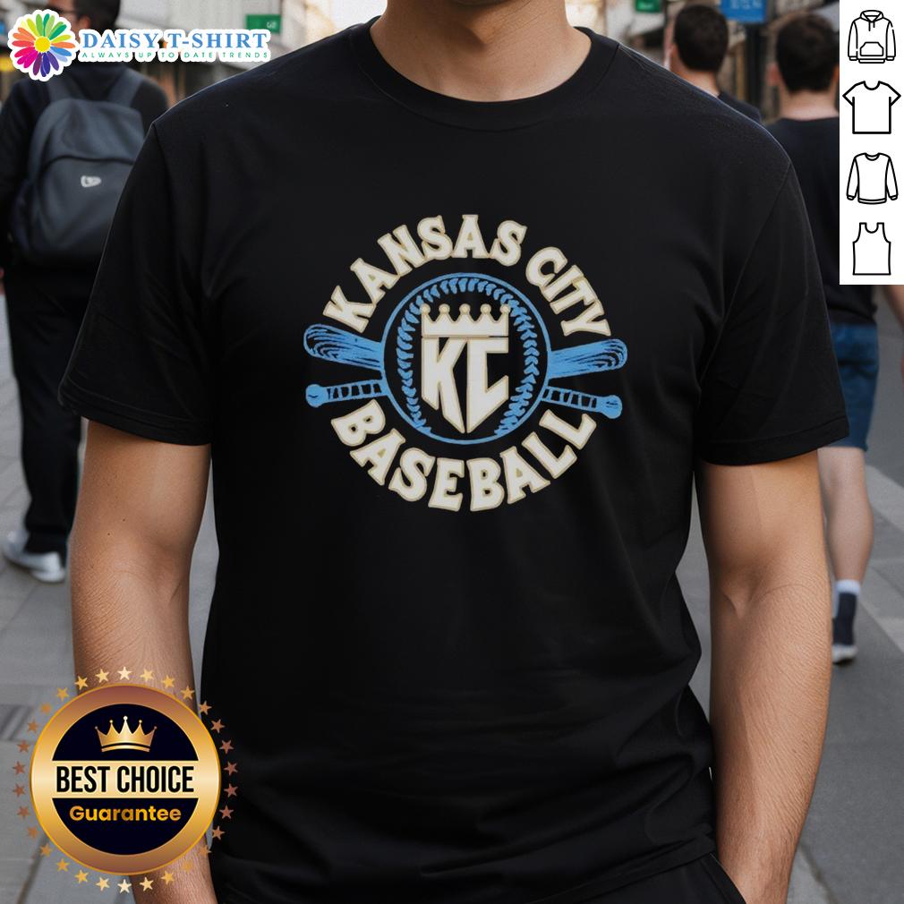 Awesome KC Baseball Crown and Bat Royal T-Shirt featuring a stylish design perfect for baseball fans and casual wear.