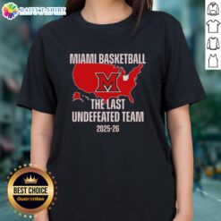 Awesome Miami Redhawks Last Undefeated Team Ladies Tee showcasing vibrant design and team spirit apparel.