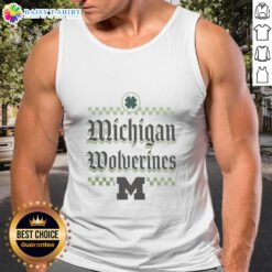 Awesome Michigan Wolverines St. Patrick's Day tank top featuring festive green design and team logo, perfect for fans.