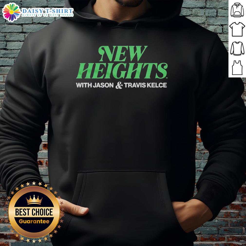 Jason and Travis Kelce wearing Cincinnati Bearcats football hoodies on the Awesome New Heights Podcast set.