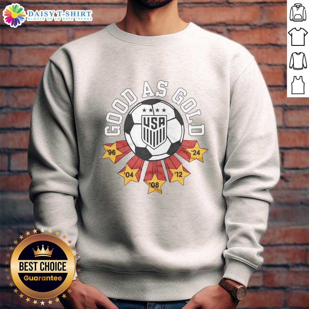 Awesome USWNT Good as Gold sweatshirt featuring bold graphics and a comfortable fit, perfect for soccer fans.
