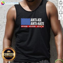 Good Anti-Ice Anti-Hate Anti-Racism Anti-Fascism Anti-Trump US Flag Tank Top showcasing a bold, vibrant design.