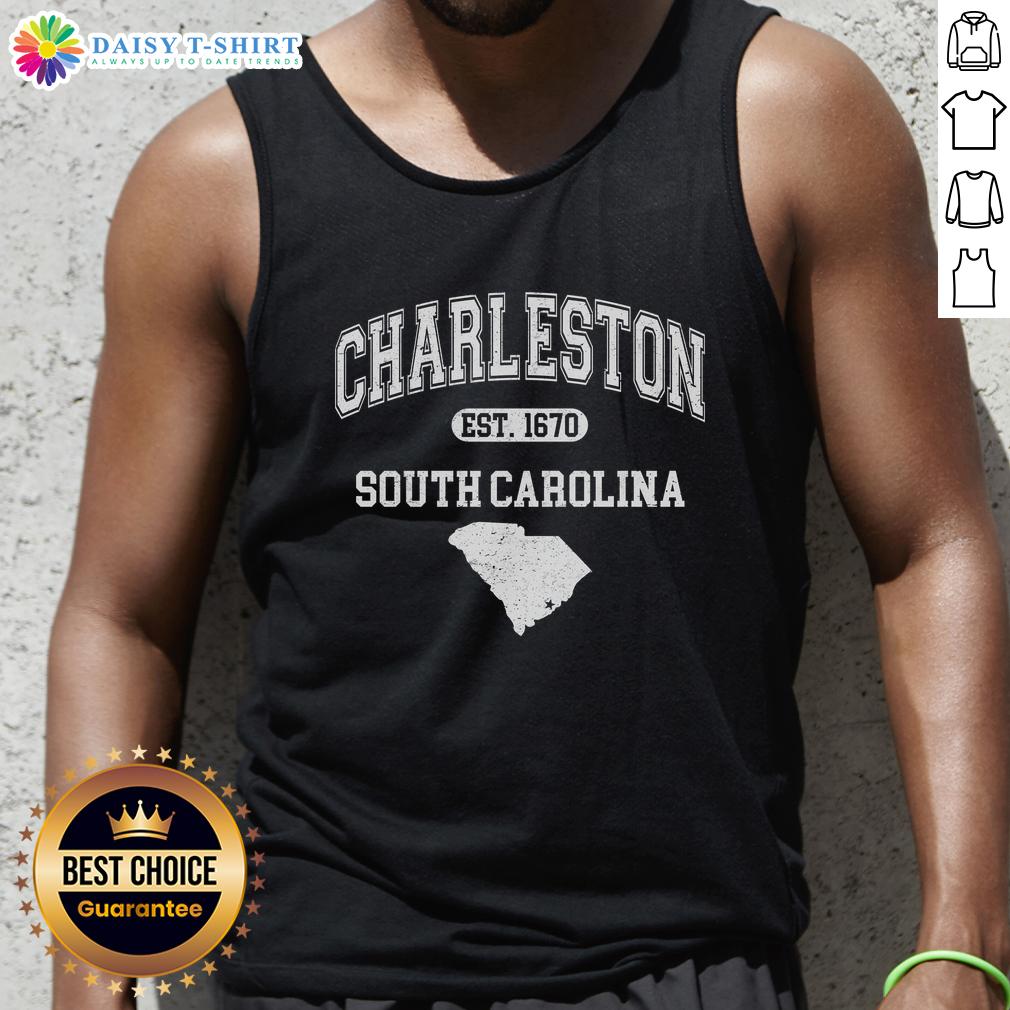 Good Charleston South Carolina Est. 1670 Varsity Tank Top showcasing a stylish design for fans of Charleston apparel.